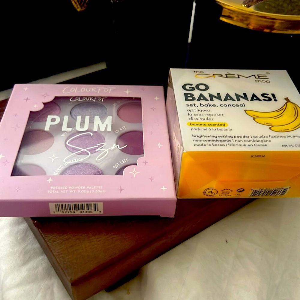 Crème go bananas set and bake powder and ColourPop plum palette 🎨🍄❤️💖
